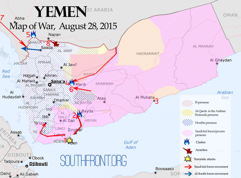 Yemen Map of War, August 28, 2015