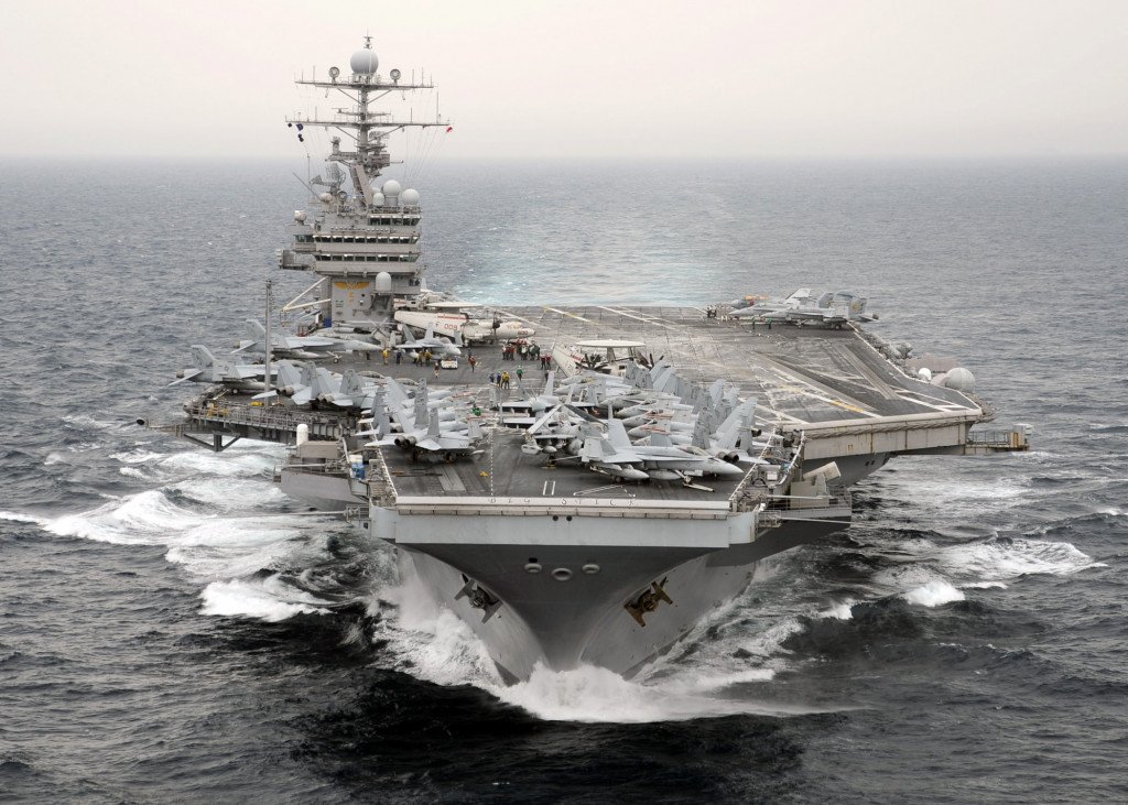 080723-N-7571S-003 ATLANTIC OCEAN (July 23, 2008) The aircraft carrier USS Theodore Roosevelt (CVN 71) navigates in the Atlantic Ocean during integrated French and American carrier qualifications and cyclic flight operations. The Theodore Roosevelt Carrier Strike Group is participating in Joint Task Force Exercise "Operation Brimstone" off the Atlantic coast. U.S. Navy photo by Mass Communication Specialist 3rd Class Jonathan Snyder (Released)