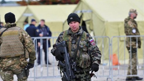 Slovenian soldier in the border with Croatia in  Sredisce ob Dravi 