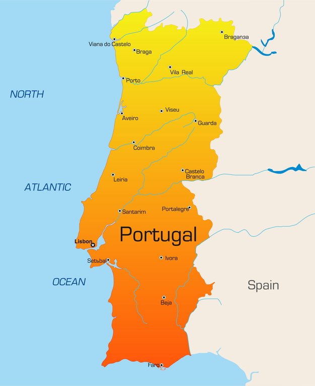 Abstract vector color map of Portugal country