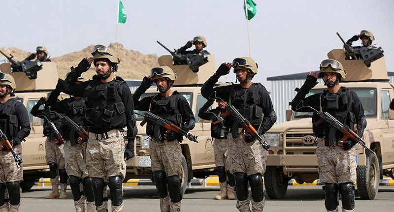 In this photo provided by the Saudi Press Agency (SPA), Royal Saudi Land Forces and units of Special Forces of the Pakistani army take part in a joint military exercise called "Al-Samsam 5" in Shamrakh field, north of Baha region, southwest Saudi Arabia, Monday, March 30, 2015. (AP Photo/SPA)