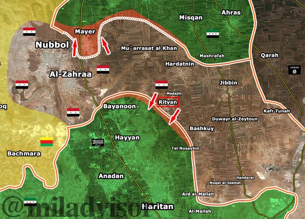 Map: Syrian Army Liberates Rityan and Close to Liberate Mayer in Northern Aleppo