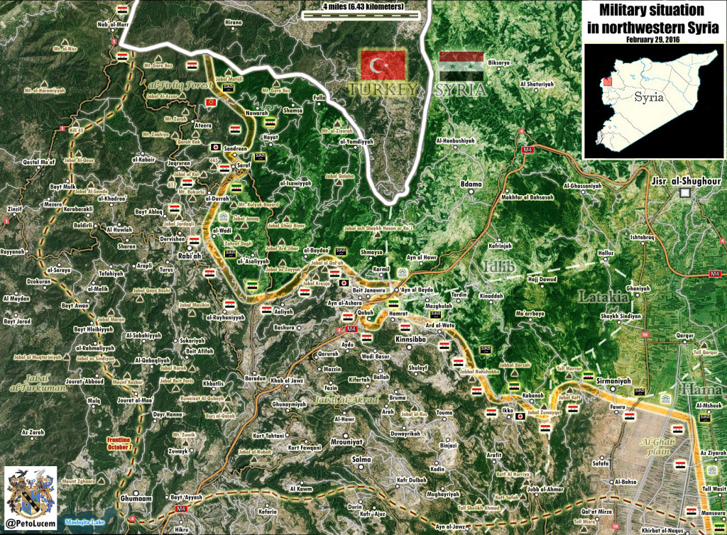 Map: Military situation in Northwestern Syria on Feb.29, 2016