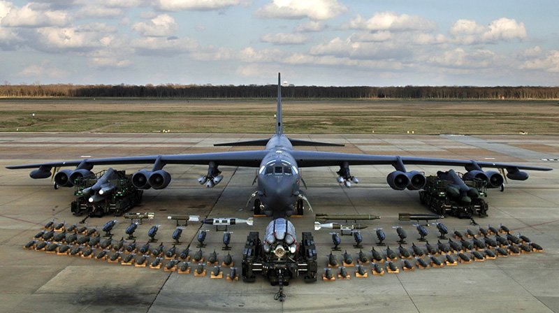 BARKSDALE AIR FORCE BASE, La. (AFPN) -- Munitions on display show the full capabilities of the B-52 Stratofortress. (U.S. Air Force photo by Tech. Sgt. Robert J. Horstman)