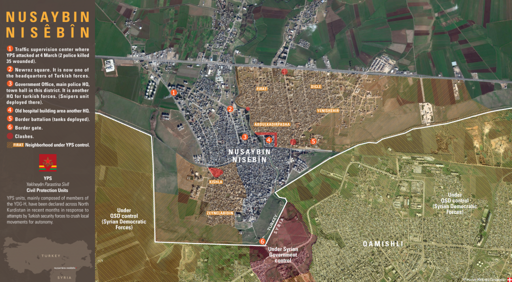 Map: Security Situation in Nusaybin. Turkey's military cracks down on Kurds