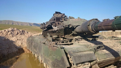 Turkish tank knocked out by a Kornet missile