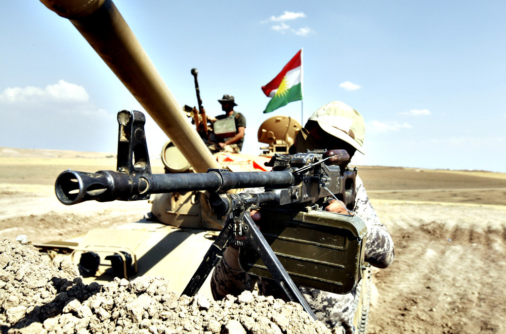 Kurdish Peshmerga Fights ISIS East of Mosul, Iraq