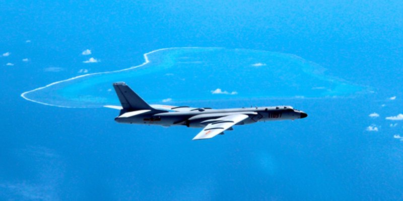 Chinese Air Force H-6K flies by Scarborough Shoal in mid-July.