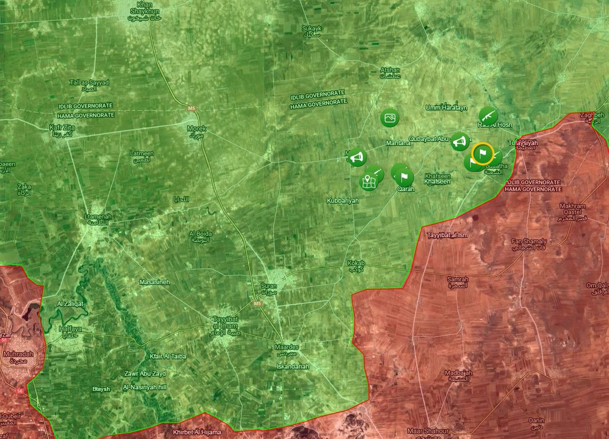 A pro-militant map of the situation in northern Hama