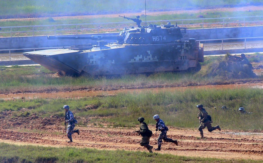 Chinese and Russian marines conducting joint amphibious exercises during “Joint Sea 2015” near Vladivostok. Similar exercises were conducted in August of this year in the South China Sea.