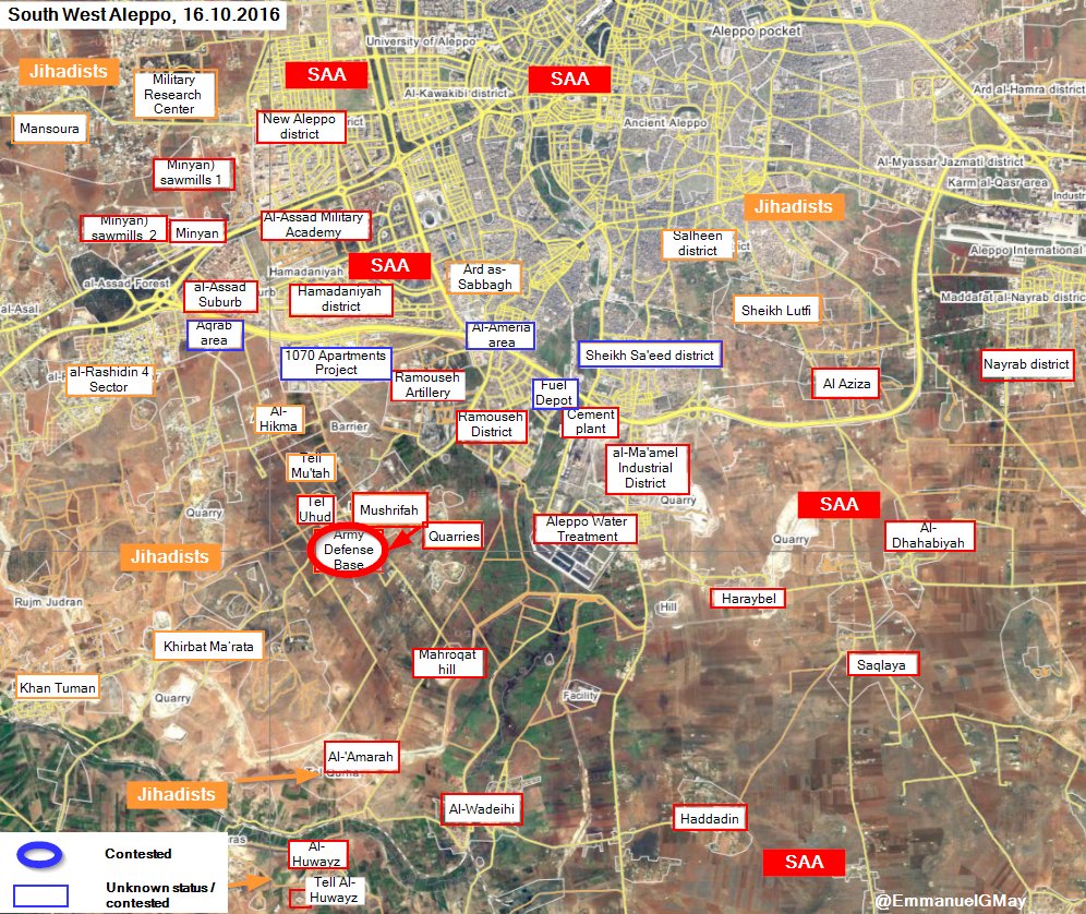 Overview of Military Situation in Aleppo City on October 17, 2016