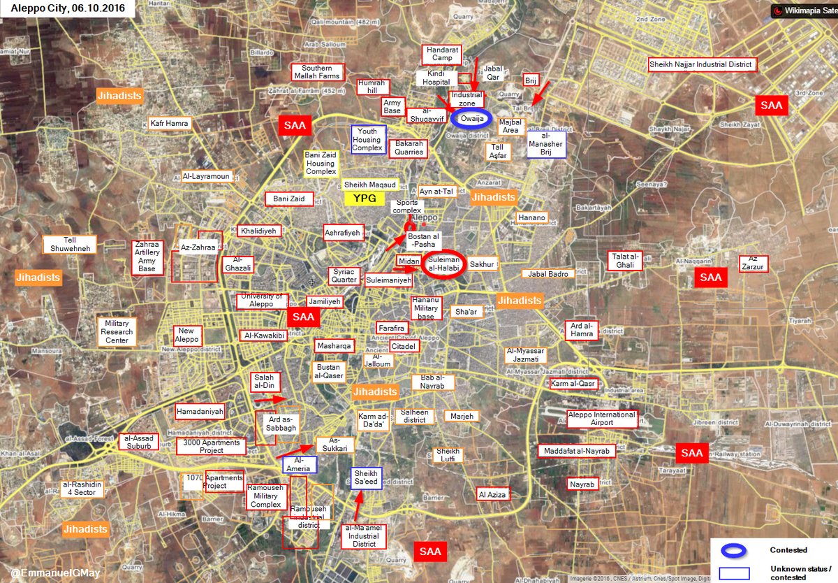 Overview of Military Situation in Aleppo City on October 7, 2016