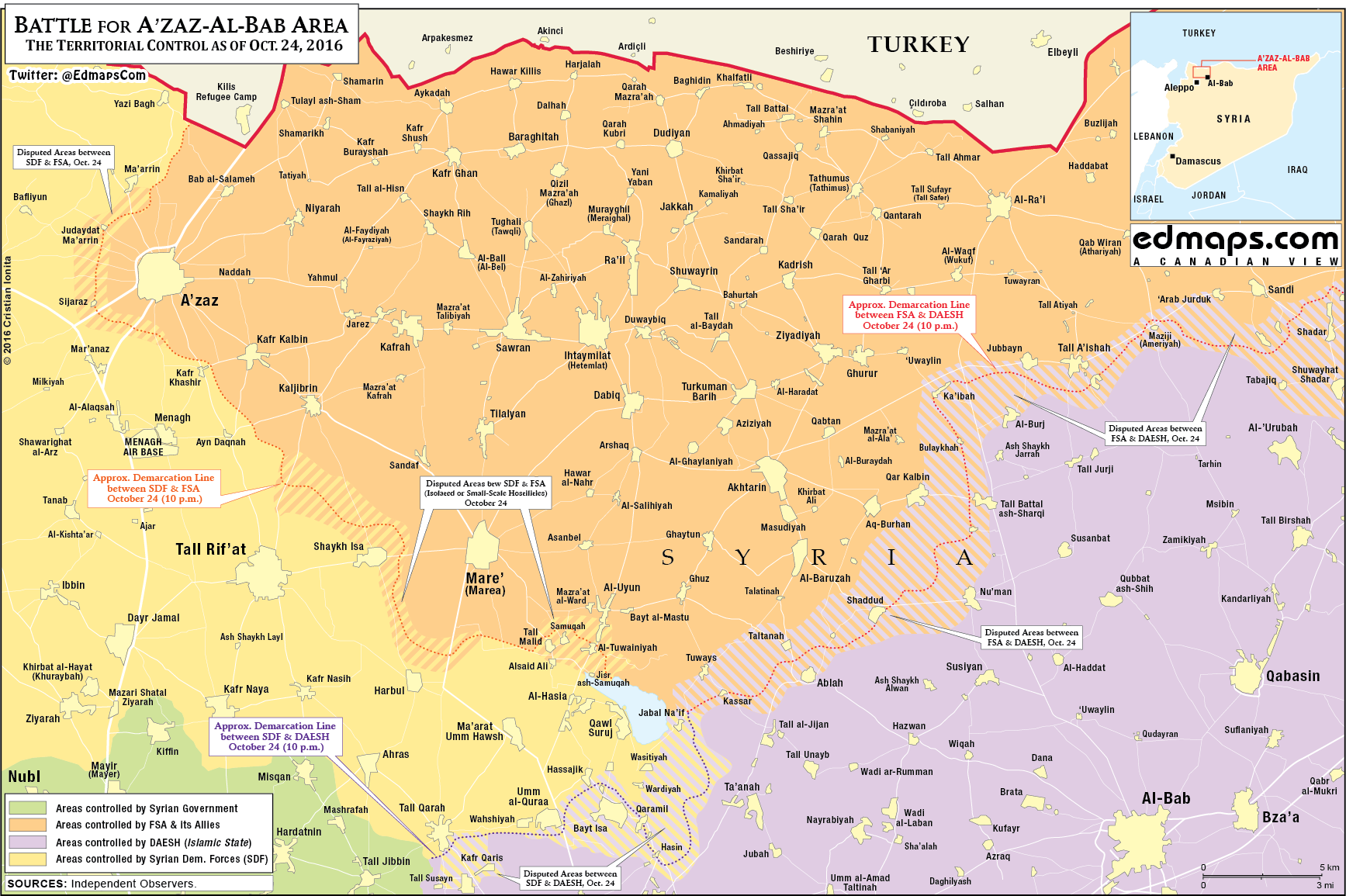Turkey-backed Militants Temporarly Stopped Advance on Kurdish YPG in Northern Syria due to "International Reasons"