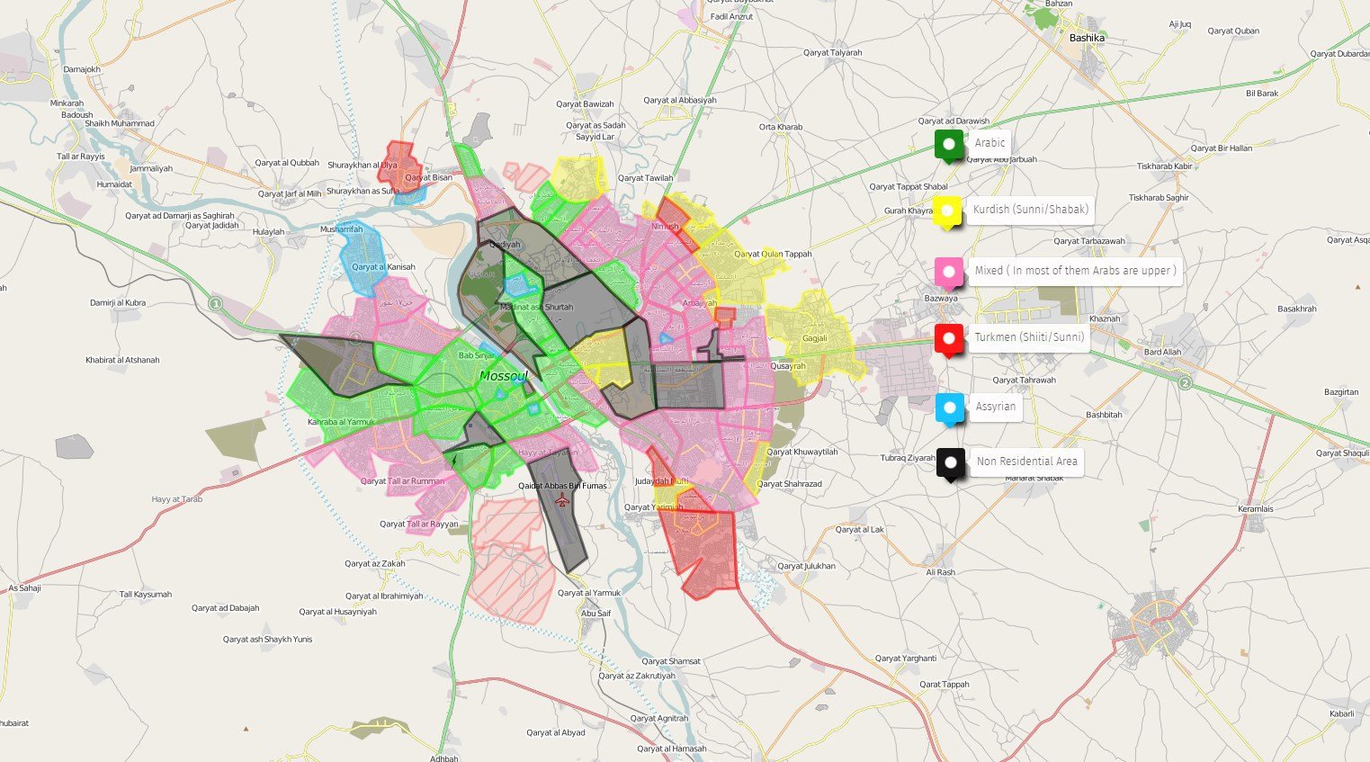 Fig.1 Ethnographic Map of Mosul City. Map source: @peshmerga_46/Twitter