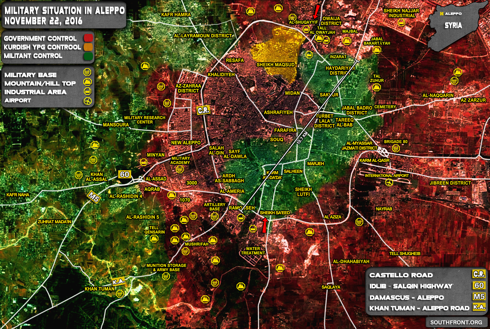 Overview of Military Situation in Aleppo City on November 22, 2016