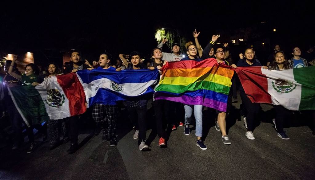 Is this an anti-Trump protest or a demonstration for LGBT rights in Mexico?