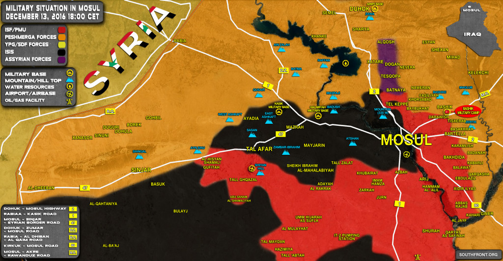 Iraq Map Update: Military Situation In Area Of Mosul On December 13, 2016
