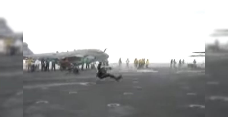Flightdeck Fail: Technical Expert Blown Out by EA-6B Prowler's Exhaust (Video)