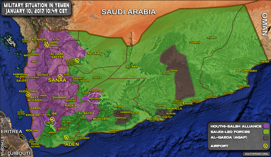Military Situation In Yemen On January 10, 2017 (Map Update)