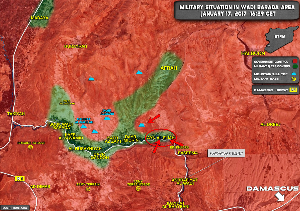 Syrian Army Sotrming Another Militant Stronghold In Wadi Barada Area
