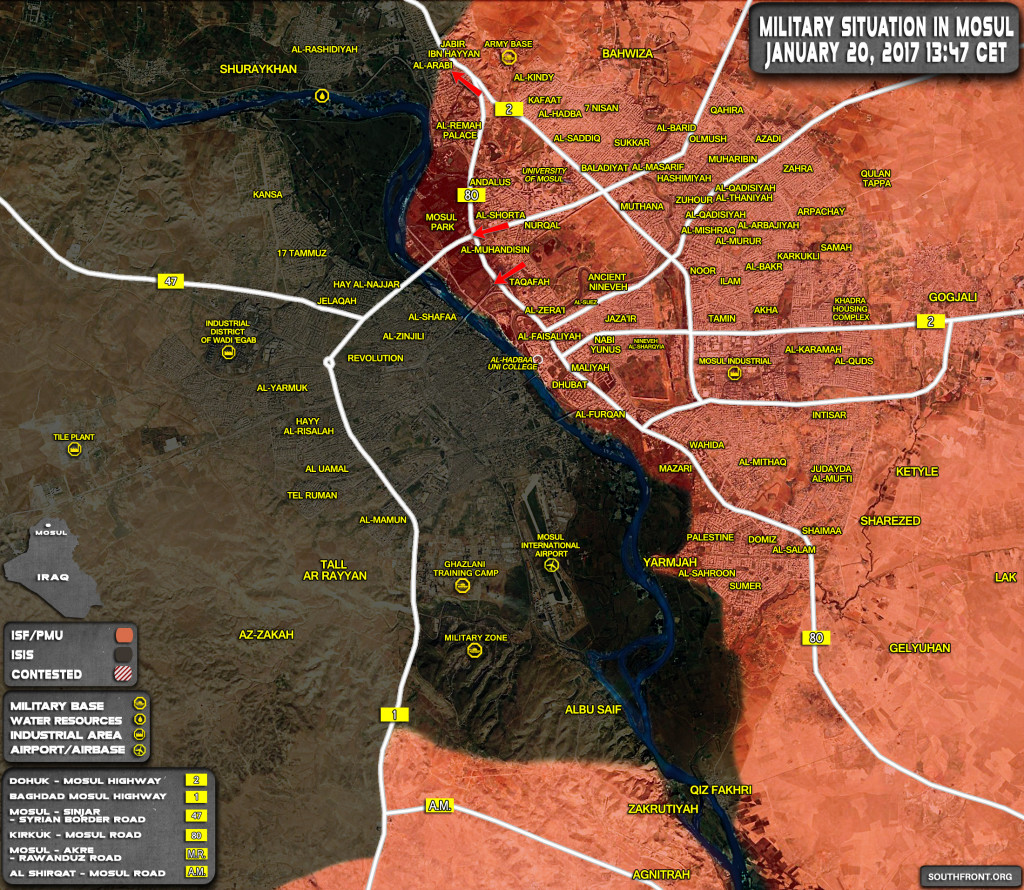 Military Situation In Mosul City On January 20, 2017 (Map Update)