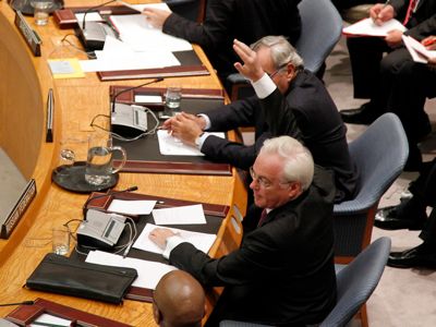 Security council meeting on Syria 9 yes 2 no 4 abstain
