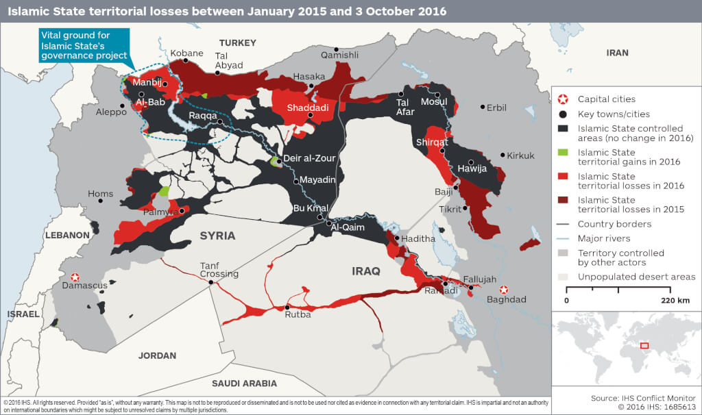 ISIS Lost Quarter of Its Territory in Iraq & Syria for Last Year