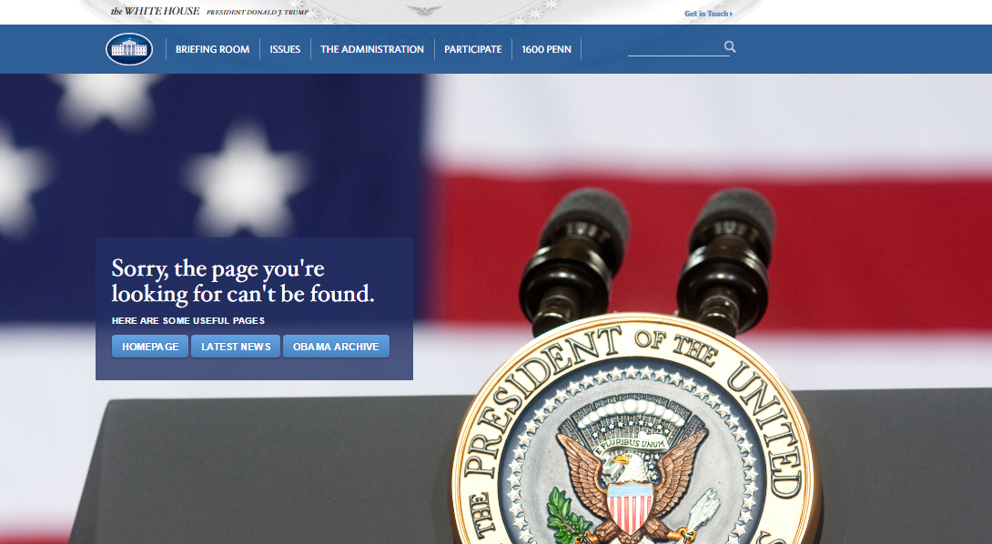 LGBT Rights & Climate Changes' Pages Disappear from Official White House Website