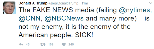 Donald Trump Declares CNN, NYT, NBC & Others Are ‘Enemy of American People’