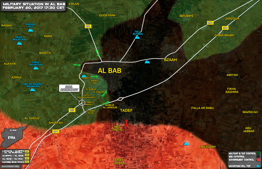 Military Situation In Al-Bab On February 20, 2017 (Syria Map)