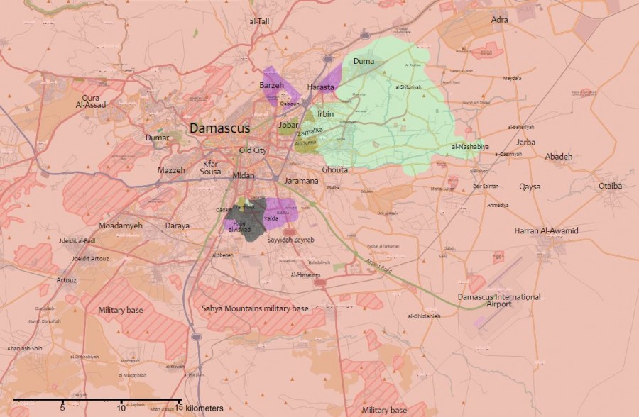 Military Map Comparison: Damascus Area In 2012 And In 2017