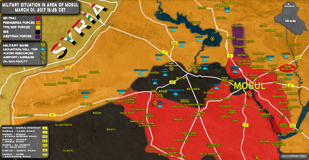 Military Situation In Area Of Mosul On March 1, 2017 (Iraqi Map Update)