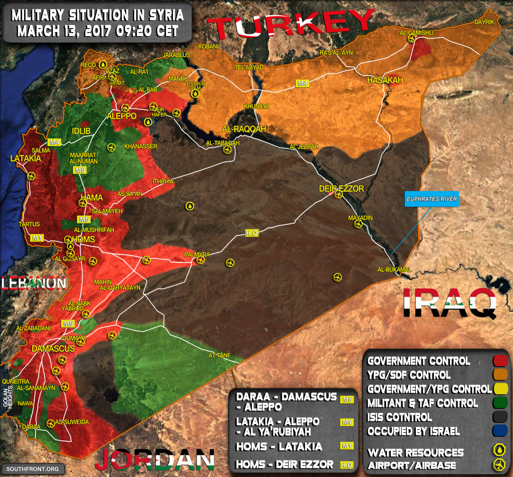 Military Situation In Syria On March 13, 2017 (Map Update)