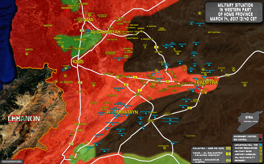 Military Situation In Homs Province On March 14, 2017 (Map Update)