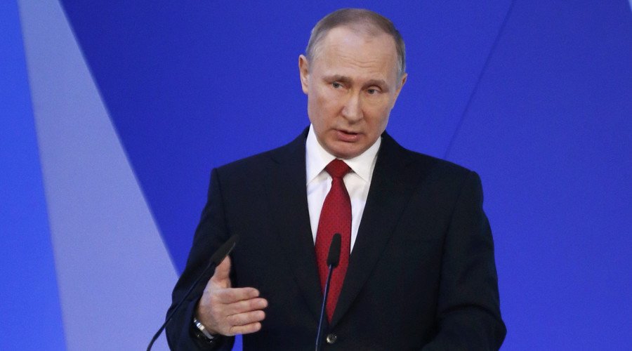 Russian President Vladimir Putin delivers a speech at a session of the International Arctic Forum in Arkhangelsk, Russia March 30, 2017. © Sergei Karpukhin / Reuters