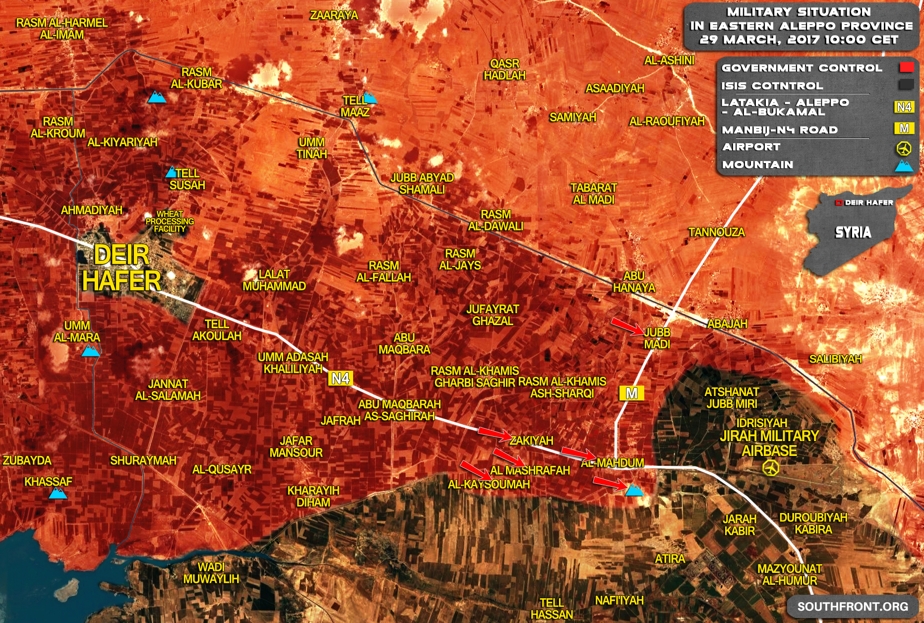 ISIS-Held Jirah Military Air Base In Aleppo To Be Encircled By Syrian Army (Map)