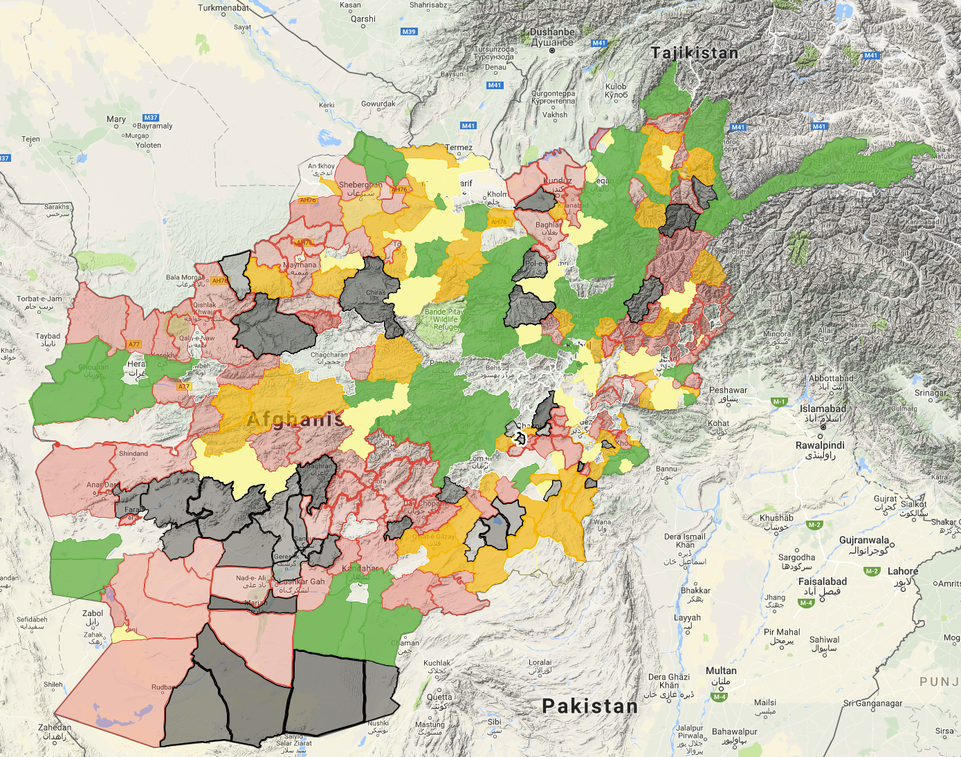 Taliban Releases Map of Territory It Controls in Afghanistan