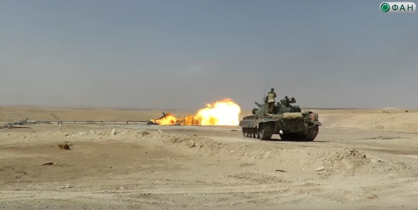 Syrian Troops Extinguish Fire At Hayan Gas Field With Tank Fire (Video)