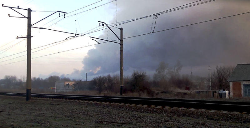 Military Warehouse on Fire, Ammunition Exploding in Kharkov Region of Ukraine (Video)