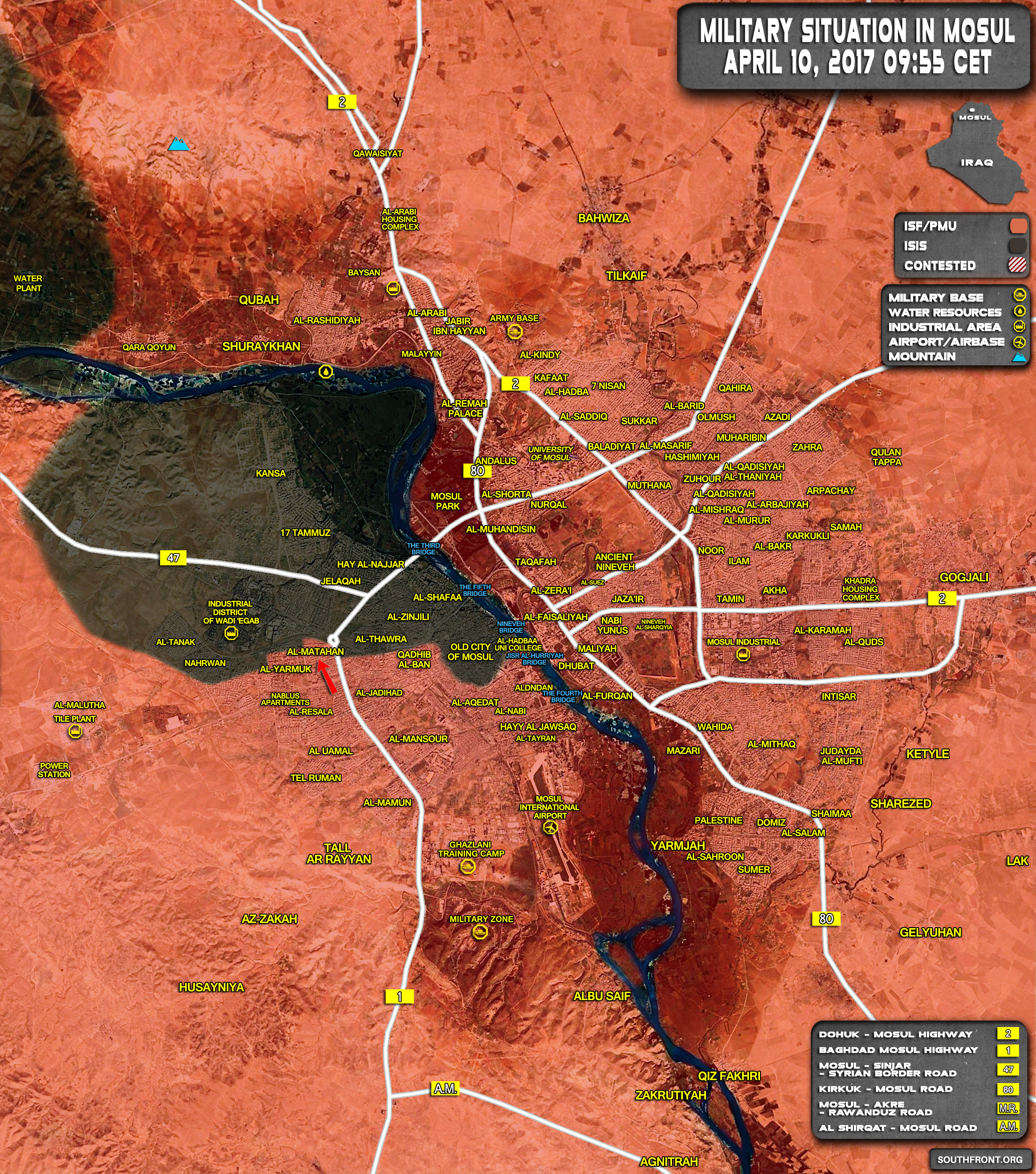 Military Situation In Mosul City, Iraq On April 10, 2017 (Map Update)