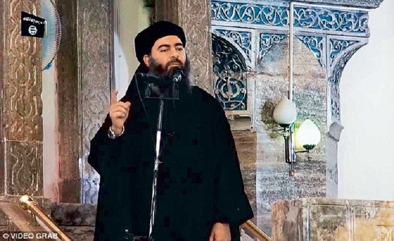 Abu Bakr al-Baghdadi speaking in a mosque in Mosul after the group took over the city in June 2014. File photo