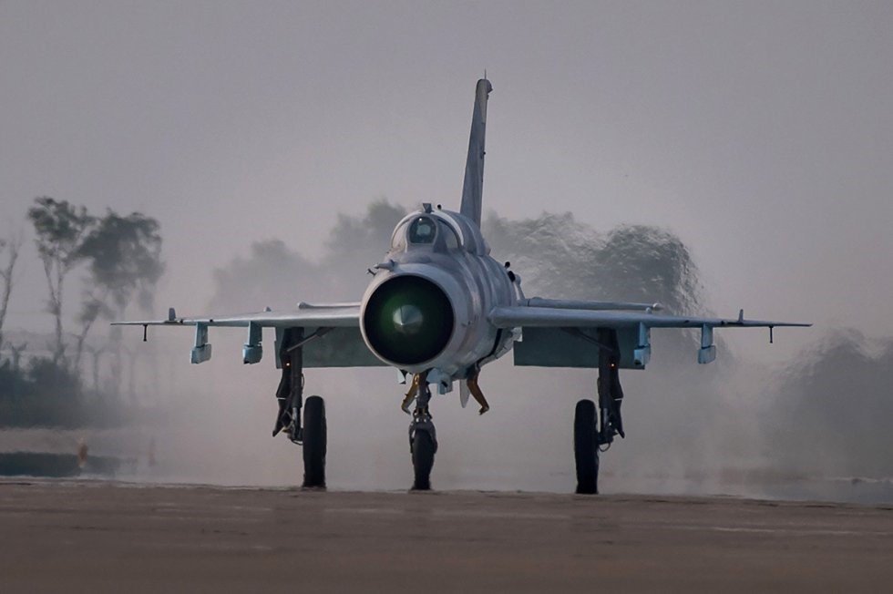 Korean Peoples’ Air Force Mig-21 prepares for take-off. This is the most numerous operational fighter aircraft fielded by North Korea.