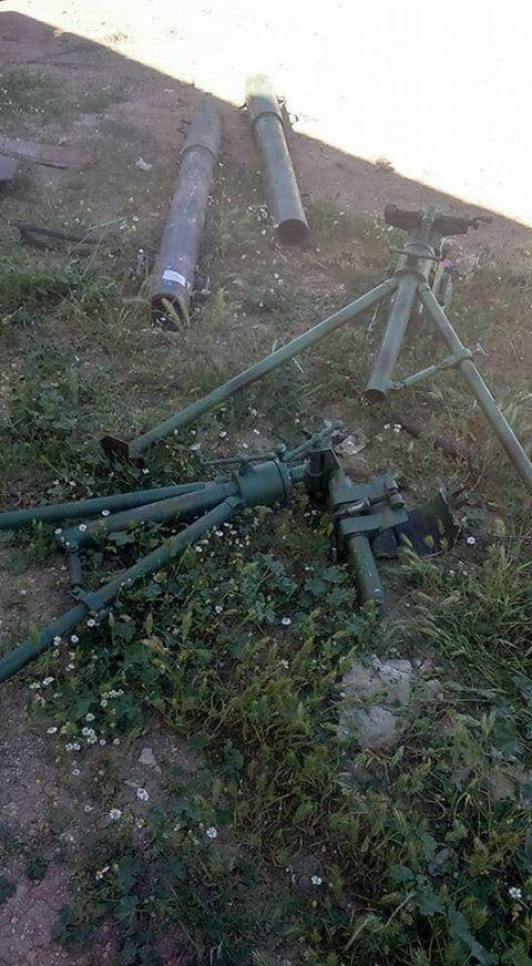 A mortar position captured by the Syrian army