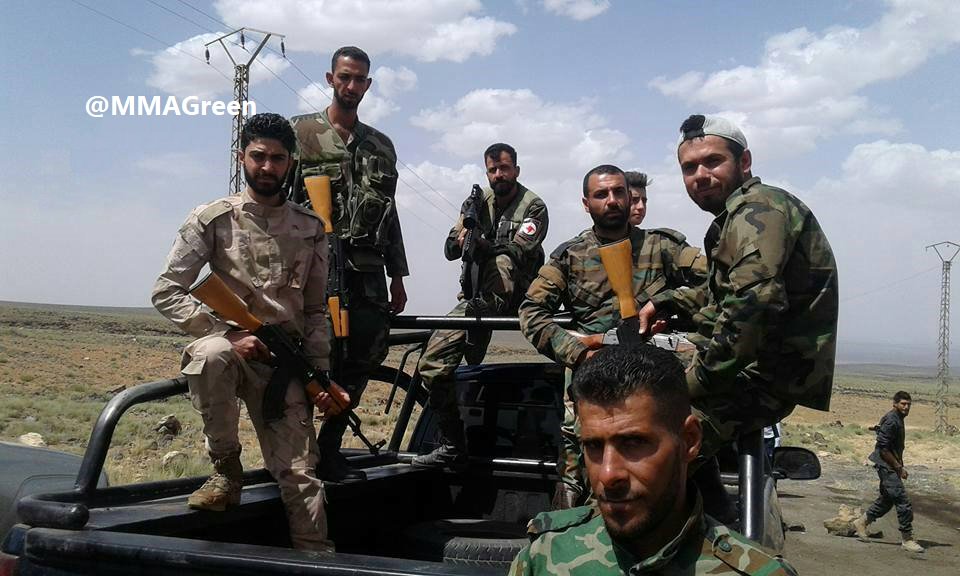 Pro-government fighters are in the eastern Suweida counryside. Source: https://twitter.com/MmaGreen