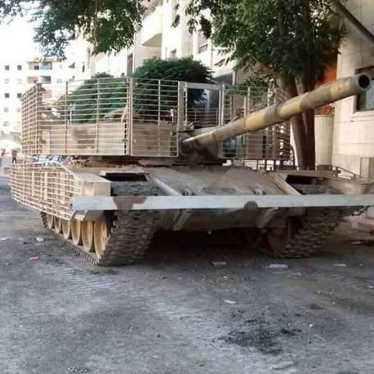T-72 battle tank with a spaced armour