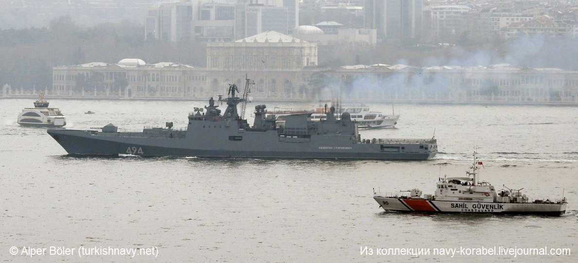1. “Admiral Grigorovich” hurries back to the eastern part of the Mediterranean Sea left without surveillance, April 7, 2017 (photo Alper Böler from turkishnavy.net)