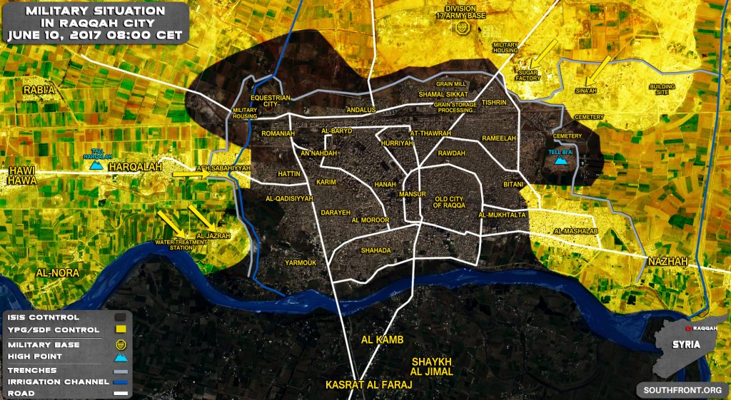 Military Situation In Syrian City Of Raqqah On June 10, 2017 (Map Update)