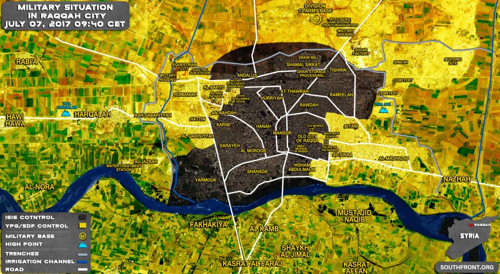 Military Situation In Syrian City Of Raqqah On July 7, 2017 (Map Update)