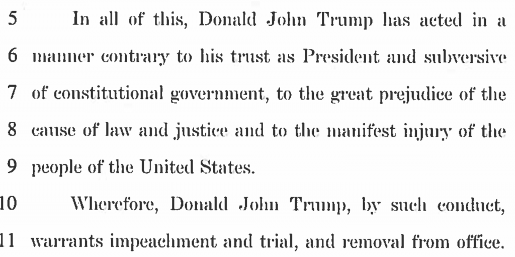 It’s Official: Impeachment Resolution against President Donald J. Trump. H. RES. 438