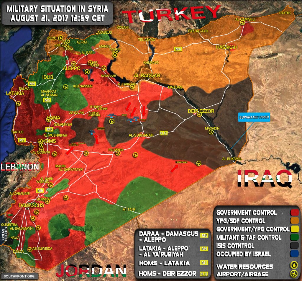 Military Situation In Syria On August 21, 2017 (Map Update)